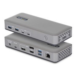Docking Station USB-C de 3 Monitores DisplayPort/HDMI, 2x 4K60Hz, 1x 4K 30Hz, Red Ethernet 1GbE, PD 100W para Carga de Laptops