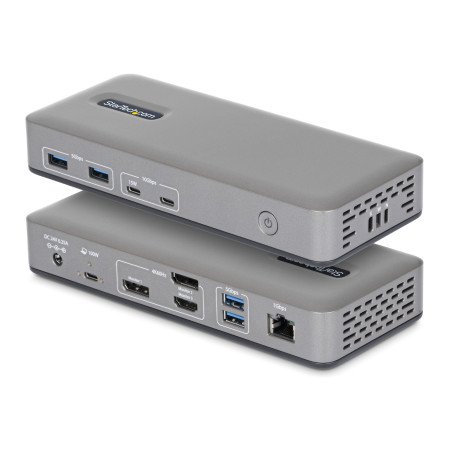 Docking Station USB-C de 3 Monitores DisplayPort/HDMI, 2x 4K60Hz, 1x 4K 30Hz, Red Ethernet 1GbE, PD 100W para Carga de Laptops