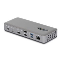 Docking Station USB-C de 3 Monitores DisplayPort/HDMI, 2x 4K60Hz, 1x 4K 30Hz, Red Ethernet 1GbE, PD 100W para Carga de Laptops