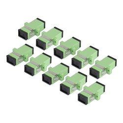 Paquete de 10 Acopladores de Fibra Óptica SC a SC Monomodo - Acoplador de Fibra Óptica OS2 Simplex SC APC con Cincho - Verde