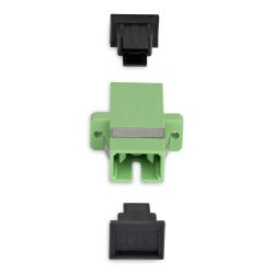 Paquete de 10 Acopladores de Fibra Óptica SC a SC Monomodo - Acoplador de Fibra Óptica OS2 Simplex SC APC con Cincho - Verde