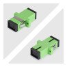 Paquete de 10 Acopladores de Fibra Óptica SC a SC Monomodo - Acoplador de Fibra Óptica OS2 Simplex SC APC con Cincho - Verde