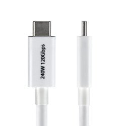 Cable Thunderbolt 5 Certificado de 1m - 80Gbps 120Gbps - 8K60Hz - PD 240W - Cable Thunderbolt Certificado - Blanco - Cable for P