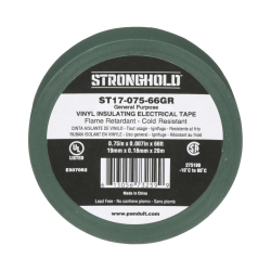Cinta eléctrica para aislar, de PVC, uso general, grosor de 0.18mm (7 mil), ancho de 19mm, y 20.12m de largo, color verde