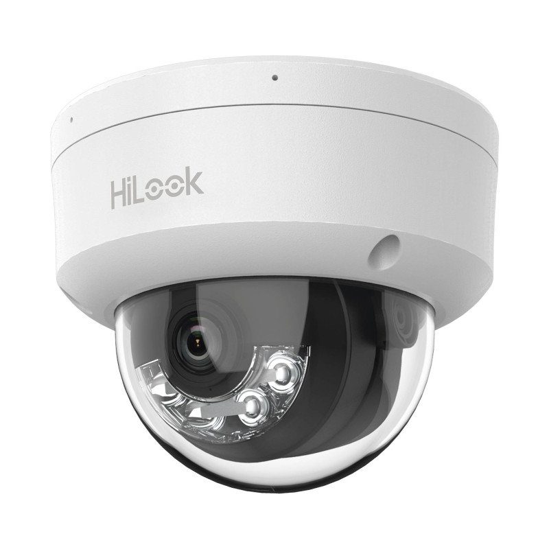 Domo IP de 4mp, Uso en interior, Lente 2.8 mm, 20 mts IR + 20 mts Luz Blanca, Micrófono Integrado, ACUSENSE Lite, PoE, dWDR, H.2