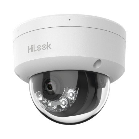 Domo IP de 4mp, Uso en interior, Lente 2.8 mm, 20 mts IR + 20 mts Luz Blanca, Micrófono Integrado, ACUSENSE Lite, PoE, dWDR, H.2