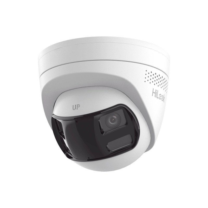 Turret IP 8MP, Imagen Panorámica 180°, PoE, IP67, Audio Bidireccional, Alarma Visual y Auditiva Integrada, Smart Supplement Ligh