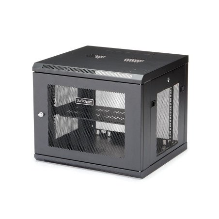 Gabinete Rack de Pared para Servidores 9U 19" 4 Postes Estante 1U, Rack de Servidores de Montaje en Pared, Malla de acero, Acero