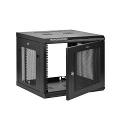 Gabinete Rack de Pared para Servidores 9U 19" 4 Postes Estante 1U, Rack de Servidores de Montaje en Pared, Malla de acero, Acero