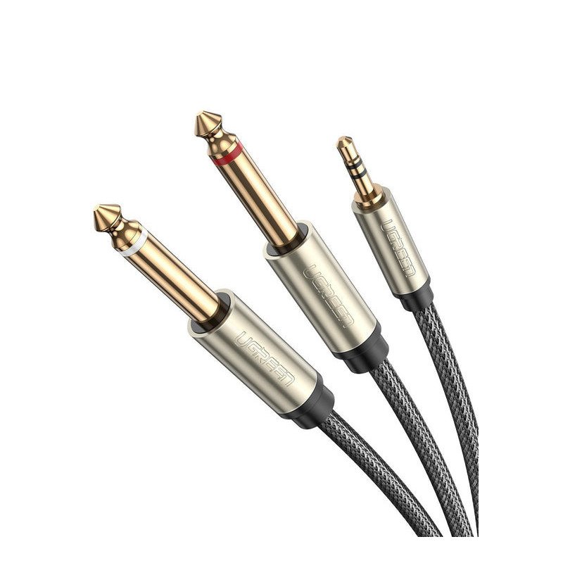 Ugreen 10615 cable de audio 2 m 3,5mm 2 x 6.35mm Oro, Gris