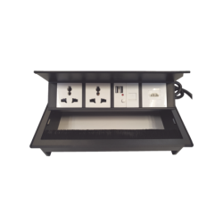 Caja horizontal tipo hub para escritorio color negro, con 1 puerto HDMI hembra-hembra, 1 puerto RJ45 Cat6, 2 puertos USB (solo c