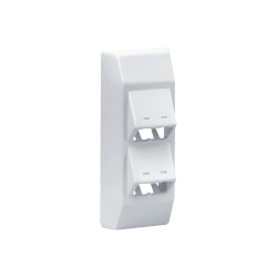Soporte con 4 puertos mini-com, con bisagras de instalación a presión, para canaletas t45, material PVC rígido, color blanco mat