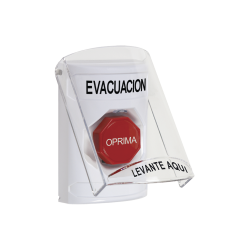 Botón de evacuación con tapa protectora de policarbonato súper resiste