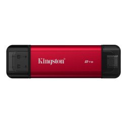USB Kingston Technology Dual Portable, 2 TB, USB Type-A / USB Type-C, 3.2 Gen 2 (3.1 Gen 2), 1050 MB/s, Negro, Rojo