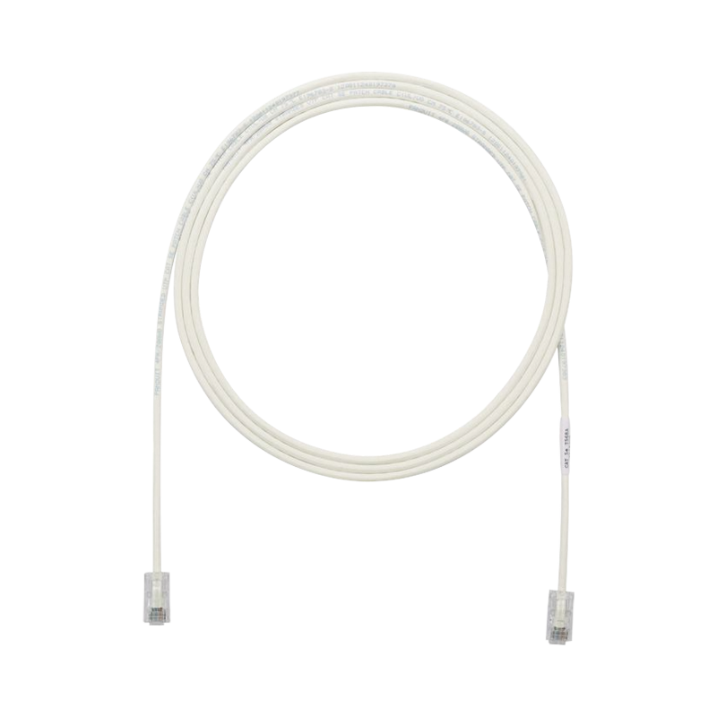 Cable de parcheo UTP Cat 6a, cm, LSZH, diámetro reducido (28AWG), color blanco mate, 7ft