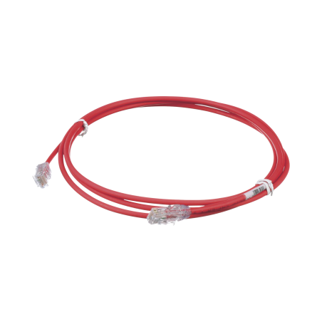 Cable de parcheo UTP Cat 6a, cm, LSZH, diámetro reducido (28AWG), color rojo, 7ft