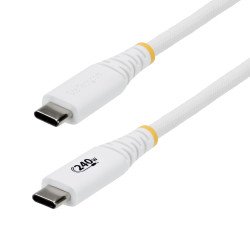 Cable de Carga USB-C Reforzado 1m, Cable Tipo C, PD 240W EPR 5A, USB 2.0 para Laptop, Duradero y Ultraflexible, Blanco, Certific