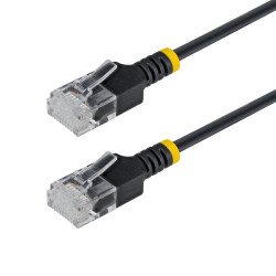 Cable Ethernet CAT6a Ultra Delgado de 50cm Negro, Cable de Red Snagless RJ45 UTP con Alambre de Cobre Puro 34AWG, Probado con Ca