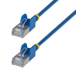 Cable Ethernet CAT6a Ultra Delgado de 1m Azul, Cable de Red Snagless RJ45 FTP con Alambre de Cobre Puro 34AWG, Probado con Canal