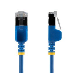 Cable Ethernet CAT6a Ultra Delgado de 80cm Azul, Cable de Red Snagless RJ45 FTP con Alambre de Cobre Puro 34AWG, Probado con Can
