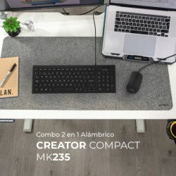 Kit Teclado y Mouse CREATOR COMPACT MK235 Teclado y Mouse alámbrico, Conexión USB-A, Teclas de Bajo Perfil, Mouse 1200DPI, Color