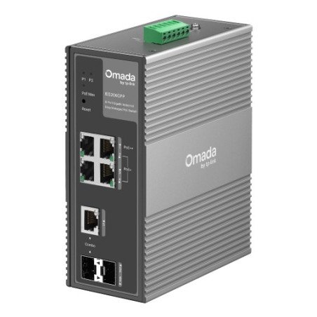 Switch TP-LINK IES206GPP, Gris, 6 puertos