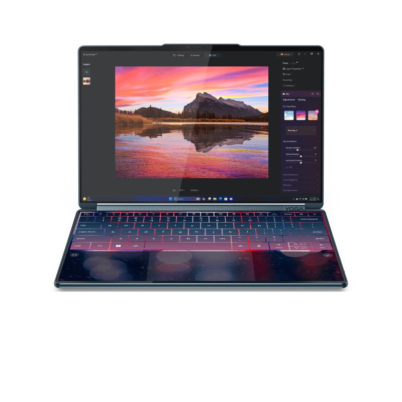 Laptop Lenovo yoga book 9 14iah10, core ultra 7 255h 2.0 GHz, 16gb, 1 TB SSD, con ia, 14 2 pantallas oled 2.8k, 360°, con pluma