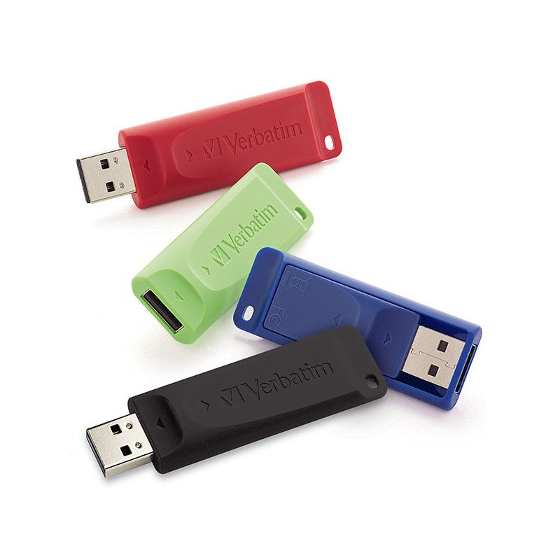 USB tipo A, 2.0 Verbatim Store 'n' Go 16GB, 16 GB, Sin tapa, Negro, Azul, Verde, Rojo