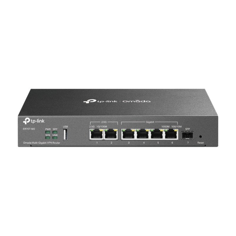 Router TP-Link Omada ER707-M2, Ethernet WAN, 2.5 Gigabit Ethernet, Ethernet rápido, Gigabit Ethernet, Negro