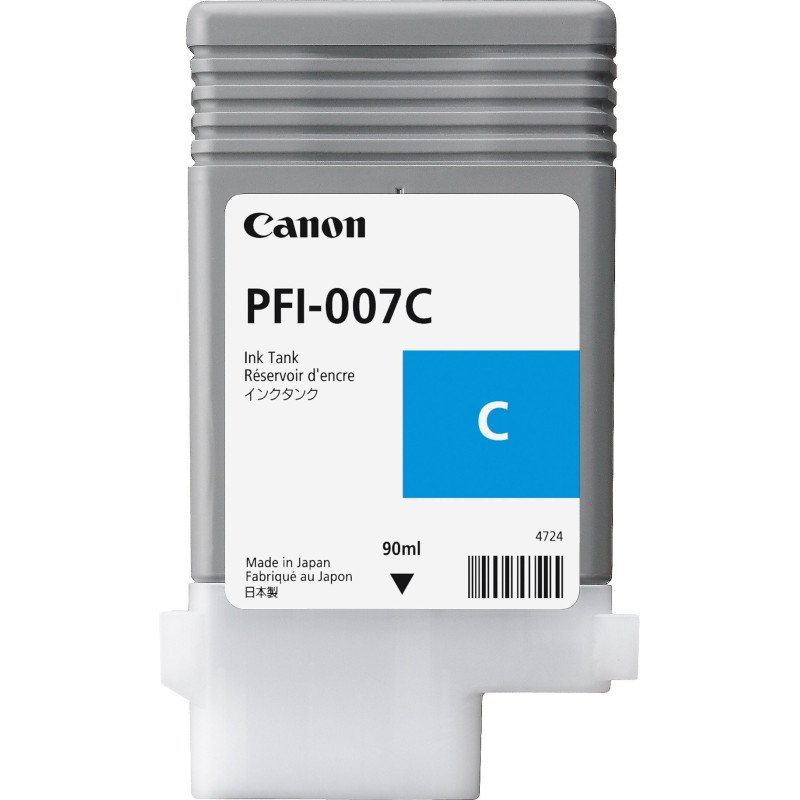 Tanque de tinta Canon PFI-007C 90ml, compatible con imagePROGRAF 670E Tanque de tinta Canon PFI-007C 90ml, compatible con imagePROGRAF 670E