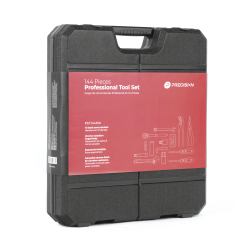 Juego de herramientas con 144 piezas totales. Pulgadas + milimétricas. Presentación maletín.