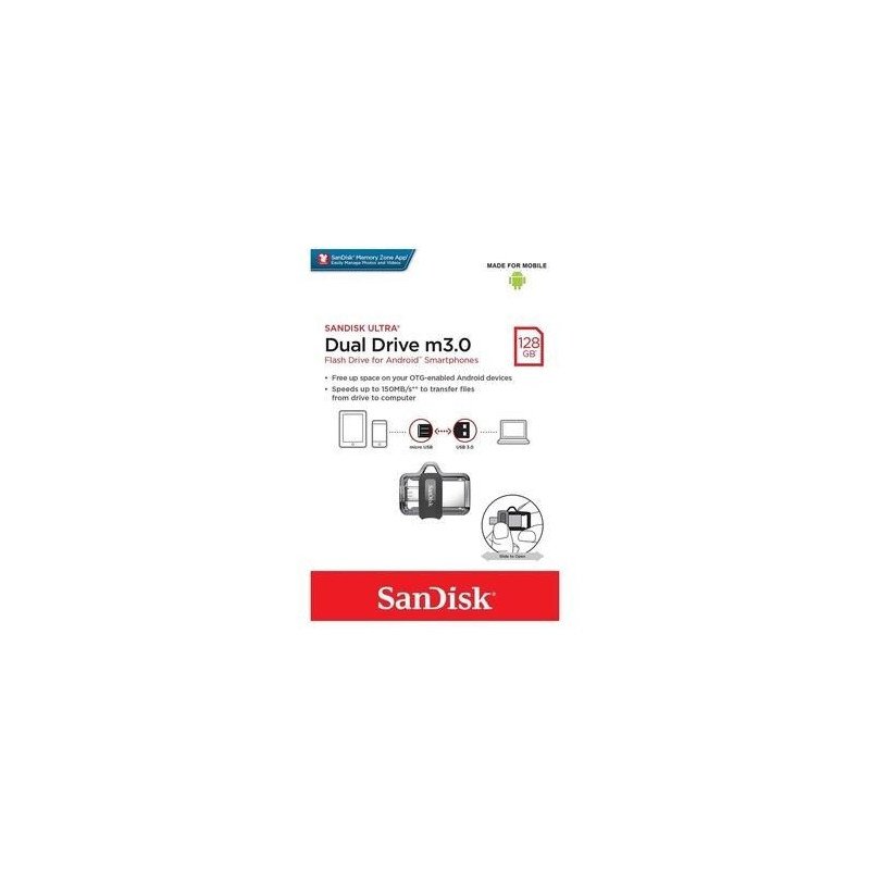 Memoria SanDisk 128GB USB 3.0, micro USB ultra dual drive M3.0 otg 150mb/s Memoria SanDisk 128GB USB 3.0, micro USB ultra dual drive M3.0 otg 150mb/s