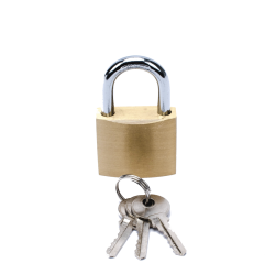 Candado de latón cuerpo 40 x 40 mm con 3 llaves. Diam. De perno: 6.2 m