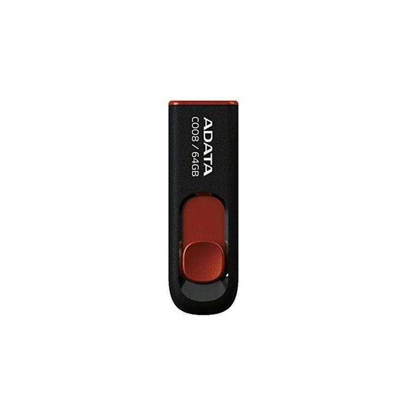 Memoria Adata 64GB USB 2.0 C008 retráctil negro-rojo