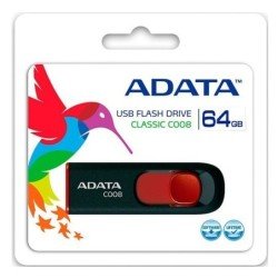 Memoria Adata 64GB USB 2.0 C008 retráctil negro-rojo