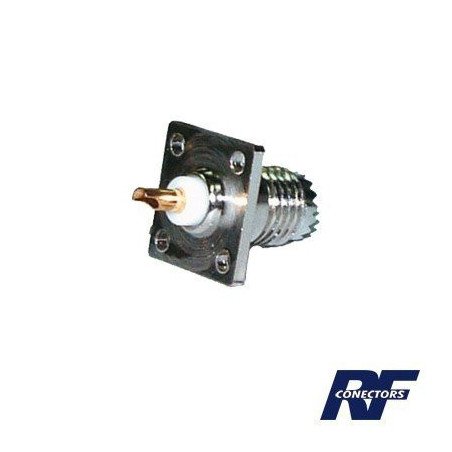 Conector Mini UHF Hembra, montaje con 4 perforaciones a 13 mm.