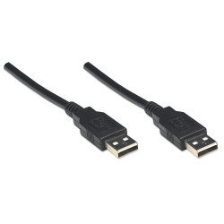 Cable USB 2.0 Manhattan A-A 1.8 m negro.