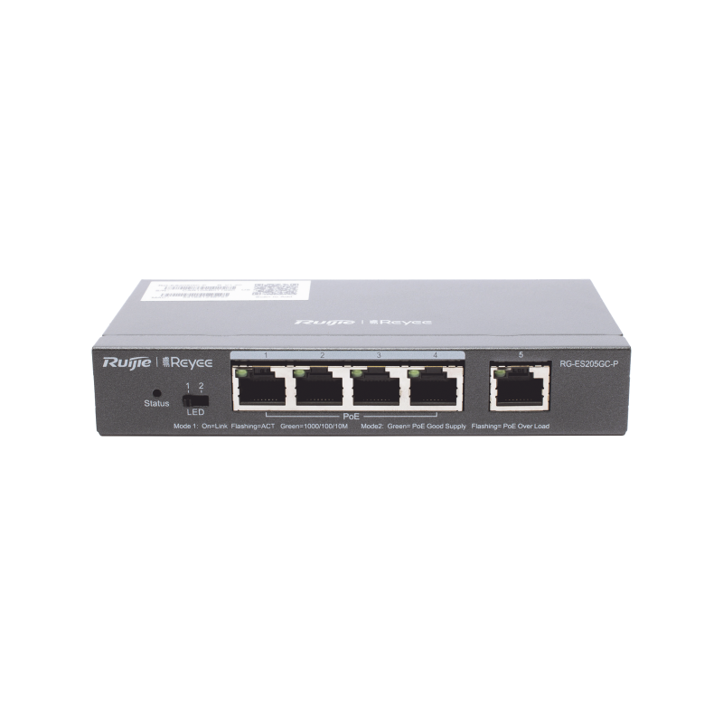 Switch administrable PoE con 5 puertos gigabit, 4 PoE 802.3af, at, gestión gratuita desde la nube, 54w
