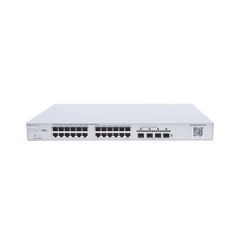 Switch administrable PoE con 24 puertos gigabit PoE 802.3af, at + 4 SFP+ para fibra 10GB, gestión gratuita desde la nube, 370w