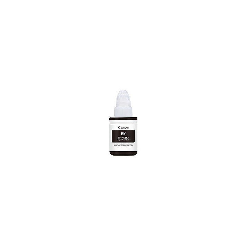 Botella de tinta Canon GI-190BK 135ml negra compatible Pixma G3100/g2100/g1100. Rendimiento de 6,000p.n.