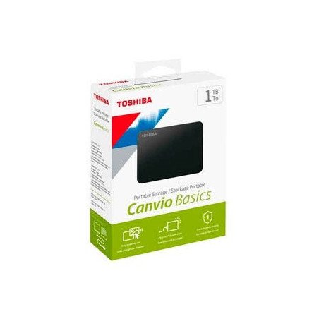 Disco duro externo 1TB Toshiba Canvio Basic 2.5/USB 3.0, negro/velocidad de transferencia 5gb/s, Win 10