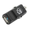 Cargador mini Manhattan para automóvil con USB, 5 v. Negro