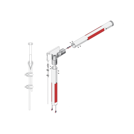 Kit de mástil iluminado de aluminio con articulación para barreras dks