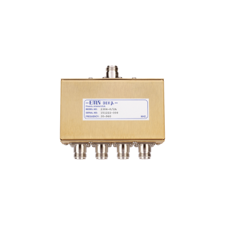 Divisor de potencia EMR de 4 vías, 30-960 MHz, 0.5 watt, conectores N hembra.