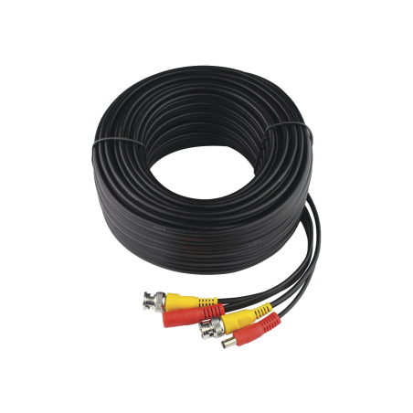 Cable coaxial armado con conector BNC y alimentación, longitud de 50 m