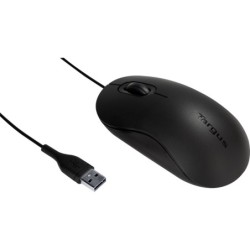 Mouse Targus AMU81USZ, USB, óptico, 3 botones, negro mate, cable, 1000 DPI, rueda de desplazamiento, simétrico