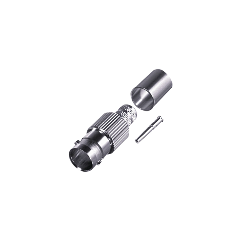 Conector BNC hembra de anillo para RG-6/u, 75 ohm ni/au/teflón.