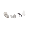 Plug RJ45 cat6a blindado, para terminación en campo, con clip protector de pestillo