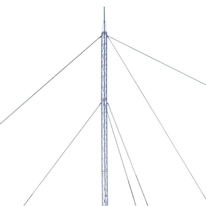 Kit de torre arriostrada de techo de 18 m con tramo STZ30g galvanizada por inmersión en caliente.