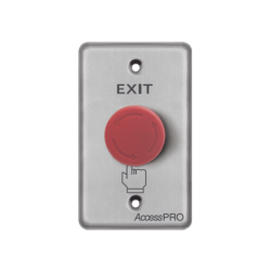 Botón de paro de emergencia, salida de emergencia en color rojo, tipo enclavado